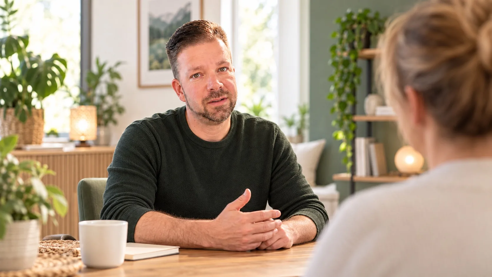 Dennis Kokoska in einem persönlichen Beratungsgespräch