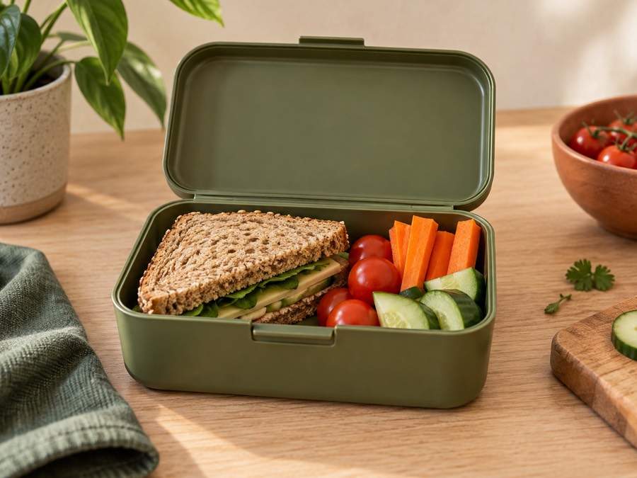 Beispiel für eine Lunchbox auf dem Küchentisch